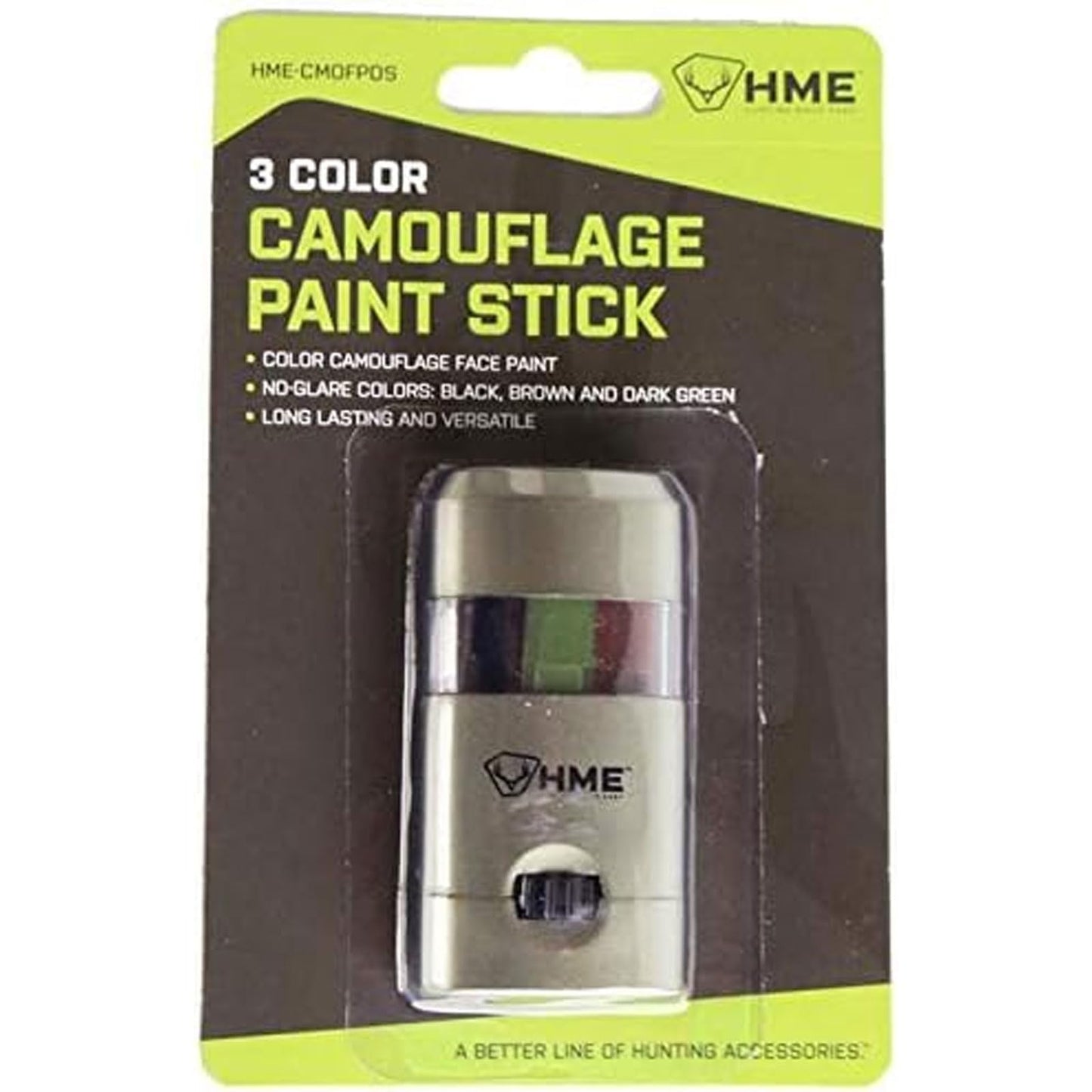 HME 3 Color Camo Face Paint "Mess-Free" Application Stick & Black Face Paint Mess-Free Application Stick - Long-Lasting Easy-to-Use Concealment Camouflage Makeup for Hunting