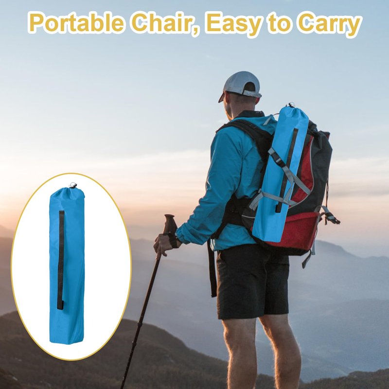 VOYSIGN Folding Camping Chair with Cup Holder & Storage Bag, 225lbs Capacity, Large Anti-Sink Feet, Breathable PE Coated Fabric for Outdoor, Hiking, Beach, Fishing, Backpacking, Blue