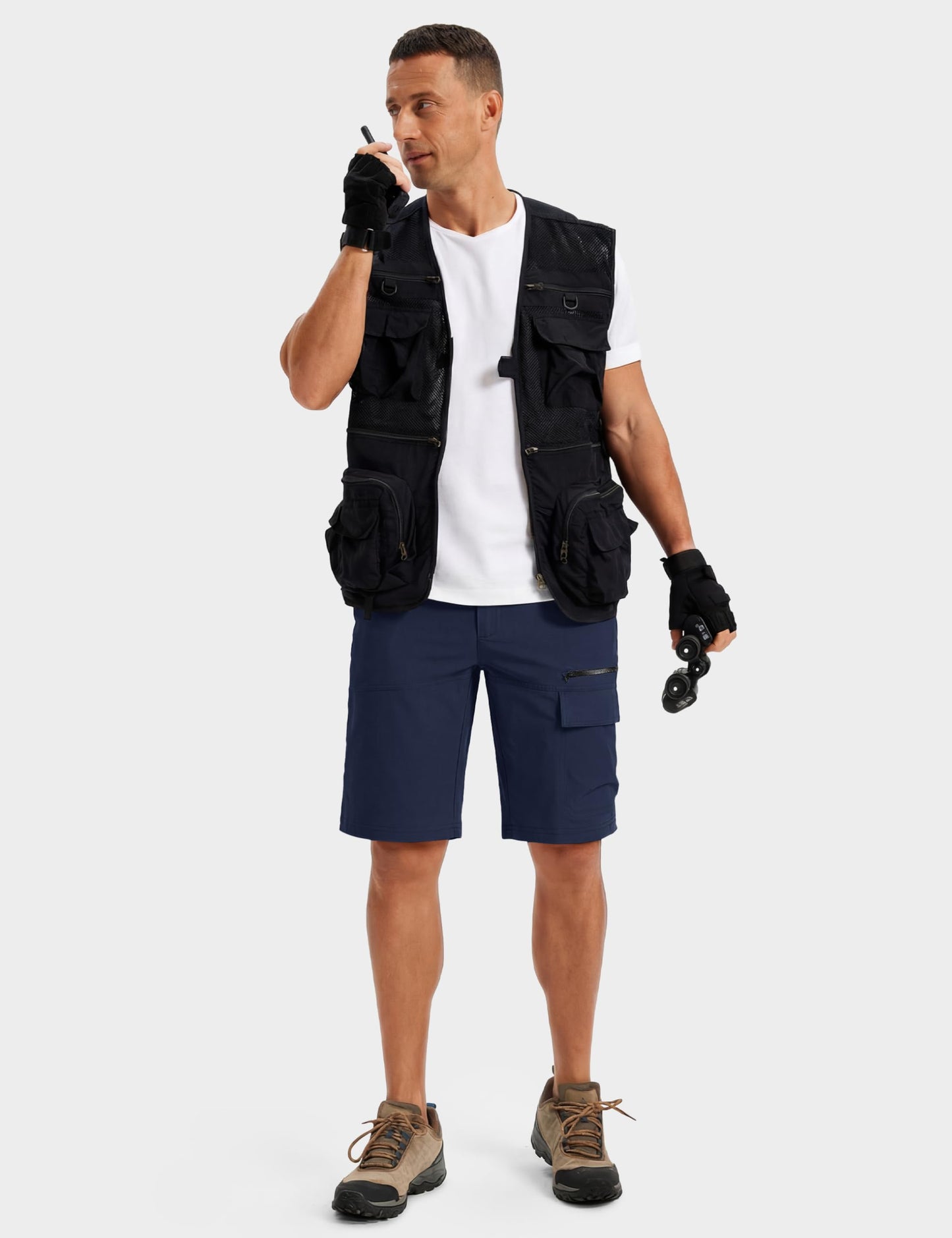TACVASEN Mens Shorts Casual Cargo 10" Hiking Work Golf Shorts Waterproof Quick Dry Outdoor Summer Dress Travel Fishing Navy 34