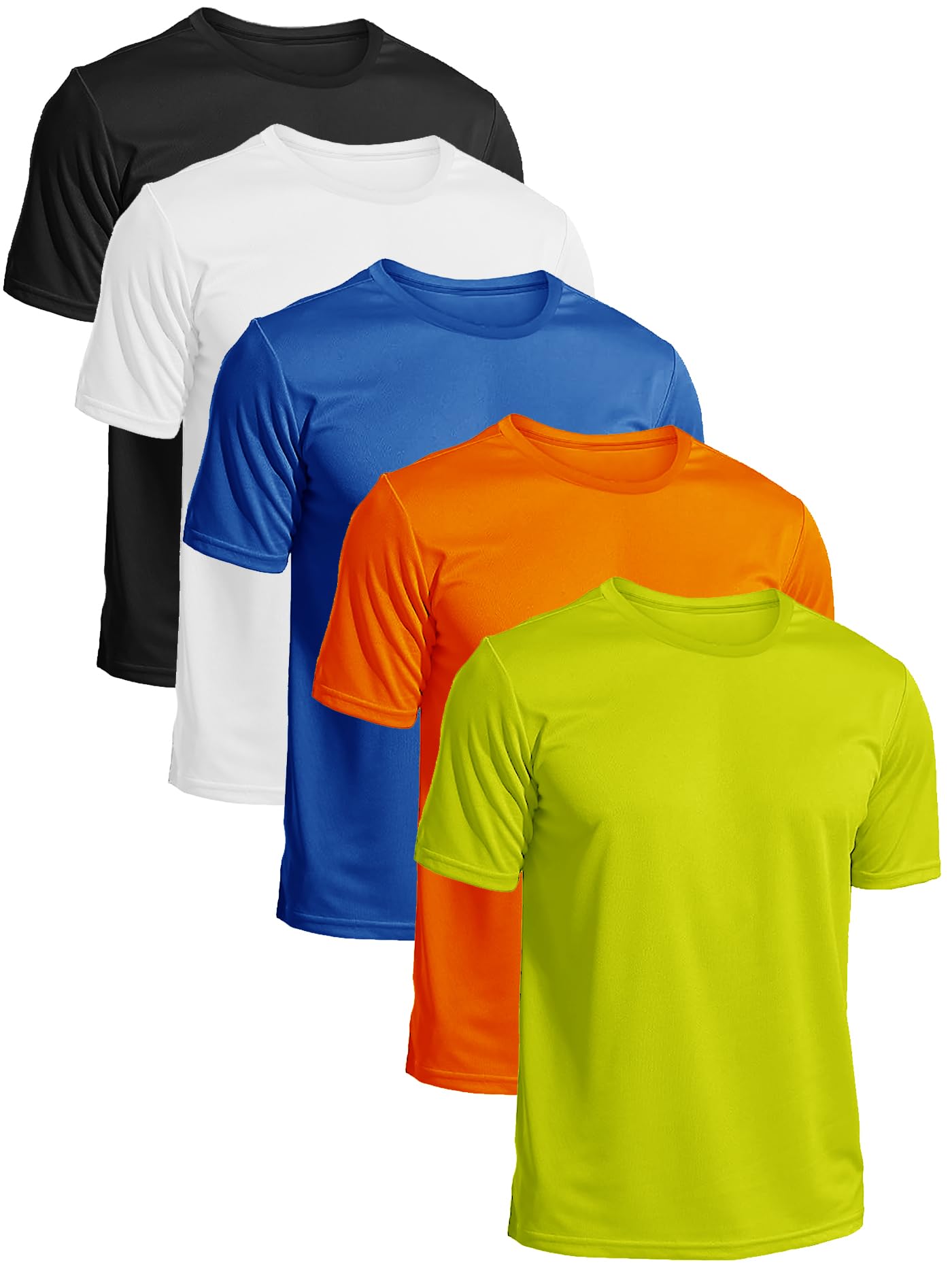 Yafanqi 5 Pack Mens Short Sleeve Shirts Quick Dry Moisture Wicking Athletic Running Gym Workout Casual Basic Tee Shirt