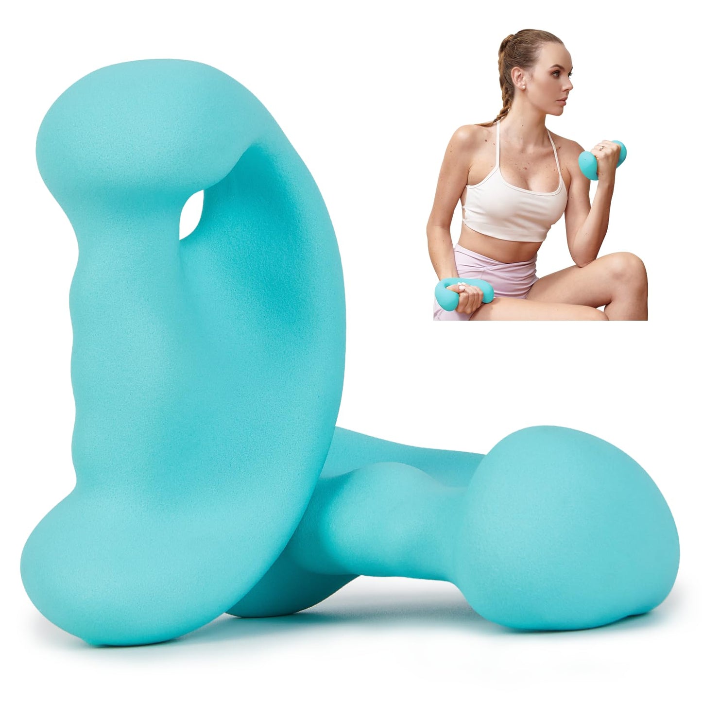 HXD-ERGO Ergonomic Ear Dumbbell Set - Hand Weights for Women at Home, Exercise Equipment for Pilates, Yoga, Jogging, Strength Training, 4 LBS