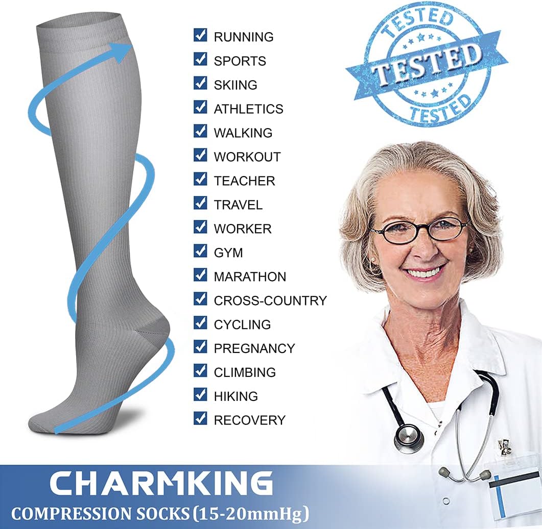 Compression Socks for Women & Men - 15-20 mmHg Circulation Support | 8 Pairs for Athletic Cycling