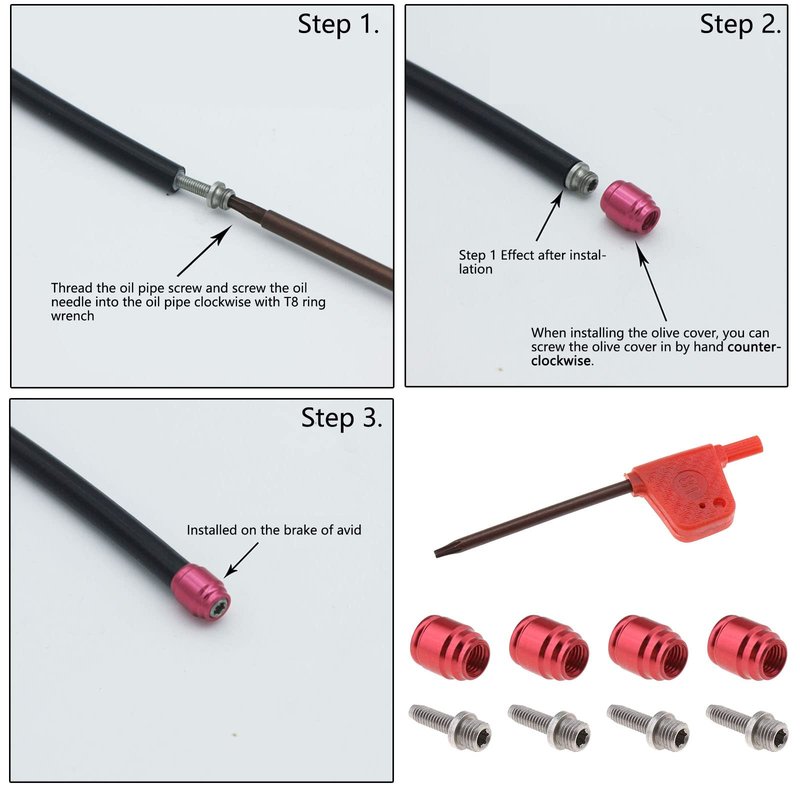 4 Sets of Bicycle Bike Olive Connecting Insert Oil Fitting Kit for Avid Sram Bike Hydraulic Disc StealthamaJig Brake Hose Stealth-A-MAJIG Quick Install