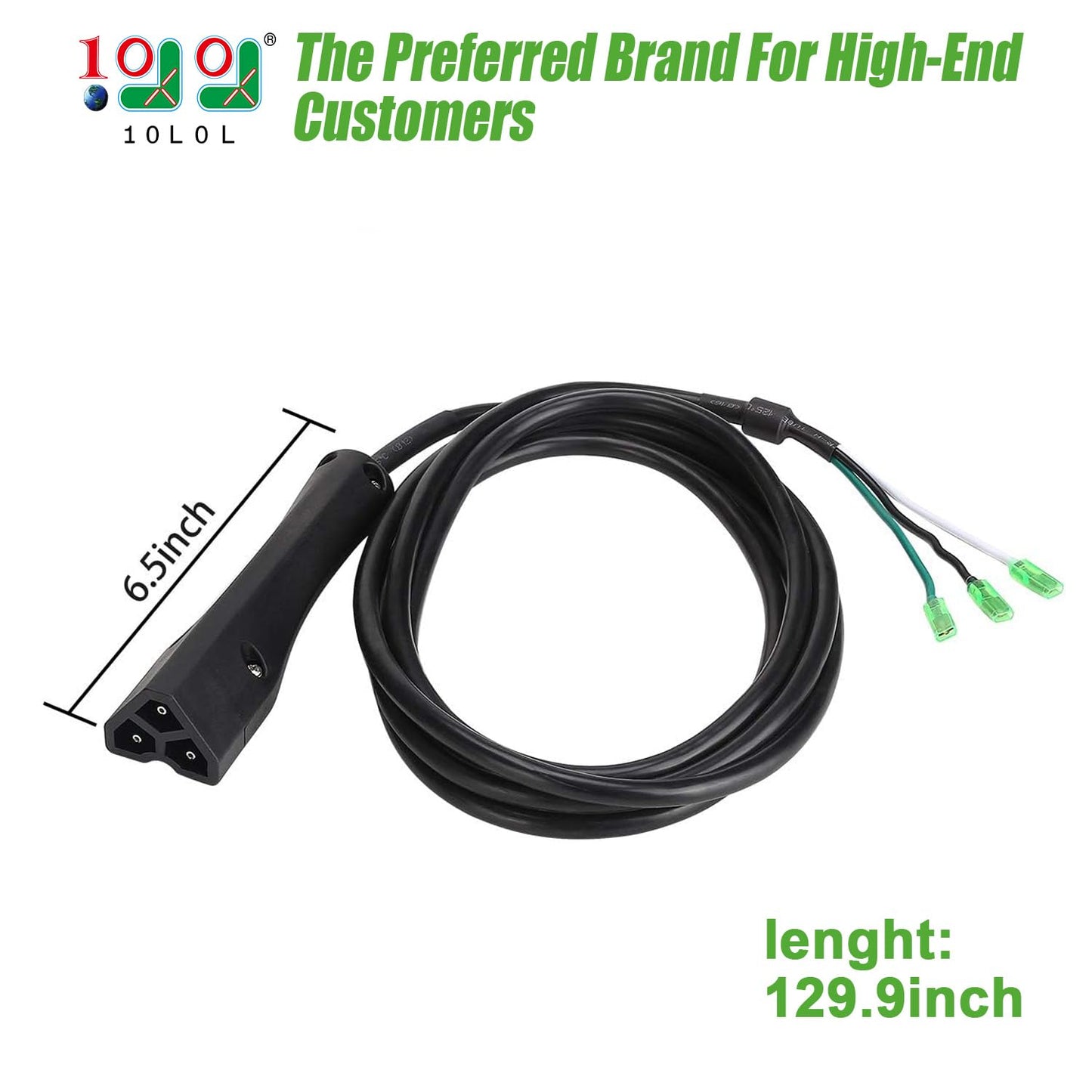 10L0L Golf Cart 48V Battery Charger Plug for EZGO TXT & RXV, 3-Pin Triangle Handle Plug with 8 inch DC Cable Cord, OEM# 611218 604321 8009