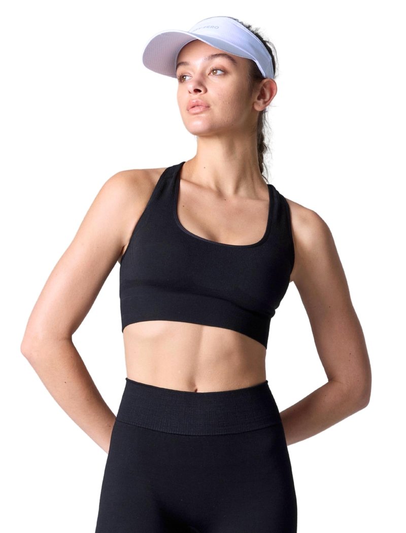 COZYZERO Women’s Merino Wool Racerback Sports Bra - Seamless, Medium Support, Breathable, Moisture-Wicking for Yoga & Running - Black - Large