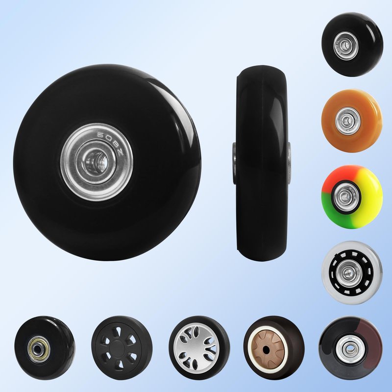 Luggage Wheels Replacement 50x14mm, 8PCS Swivel Caster Wheels with Axles & Repair Kit, Precision Ball Bearings for Quiet Smooth Rolling, Fit for Suitcase, Travel Trolley Bag, Cart Dolly, Black