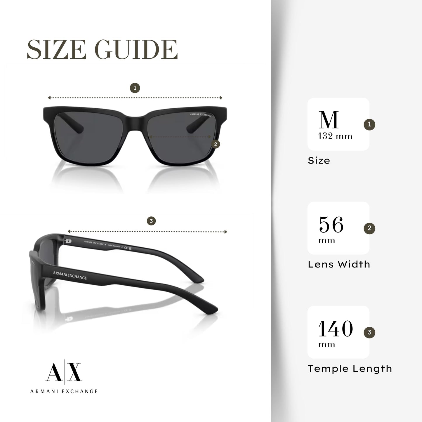 Armani Exchange A|X AX4026S 812287 56M Matte Black/Glossy Black/Grey Solid Square Sunglasses for Men for Women+Bundle with Accessory Eyewear Kit