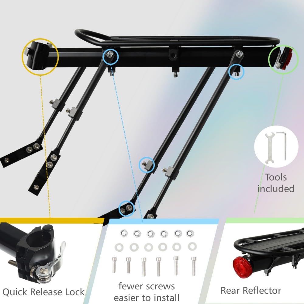 Fat Tire Bike Rack and Electric Bike Rack, Parrilla para Bicicletas Trasera, Ideas as Cargo Rack with Load Capacity (60KG Load Capacity)