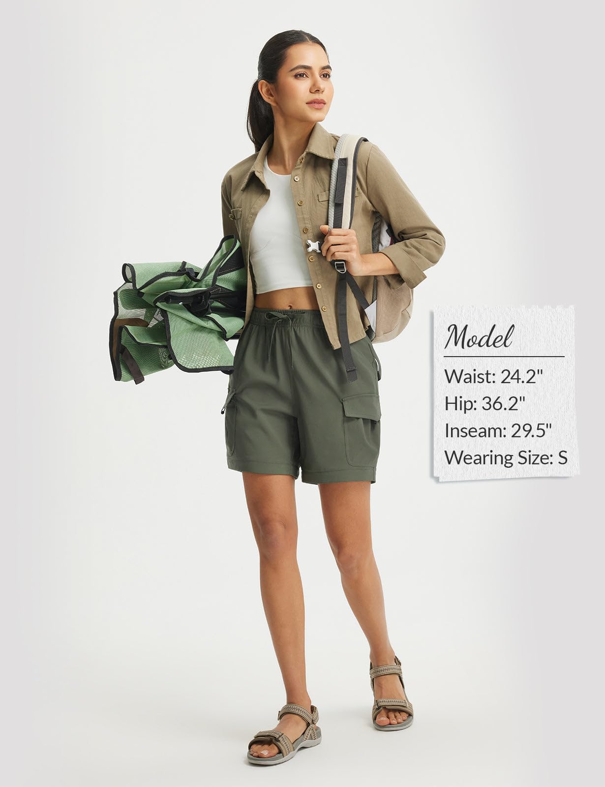 baleaf Women's Hiking Pants 29'' Convertible Zip-Off Pants Army Green L
