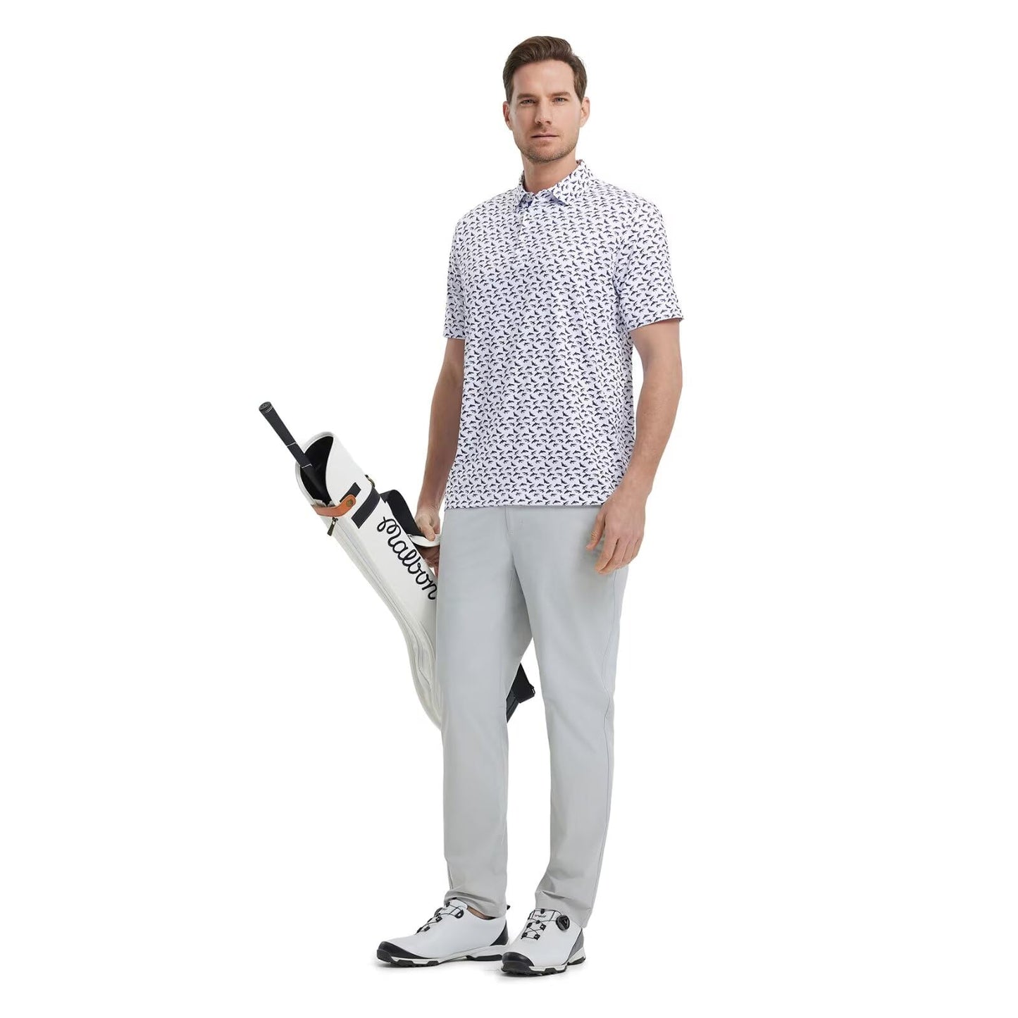 M MAELREG Golf Shirts for Men Dry Fit Print Patterns Performance Moisture Wicking Mens Polo Shirts Short Sleeve