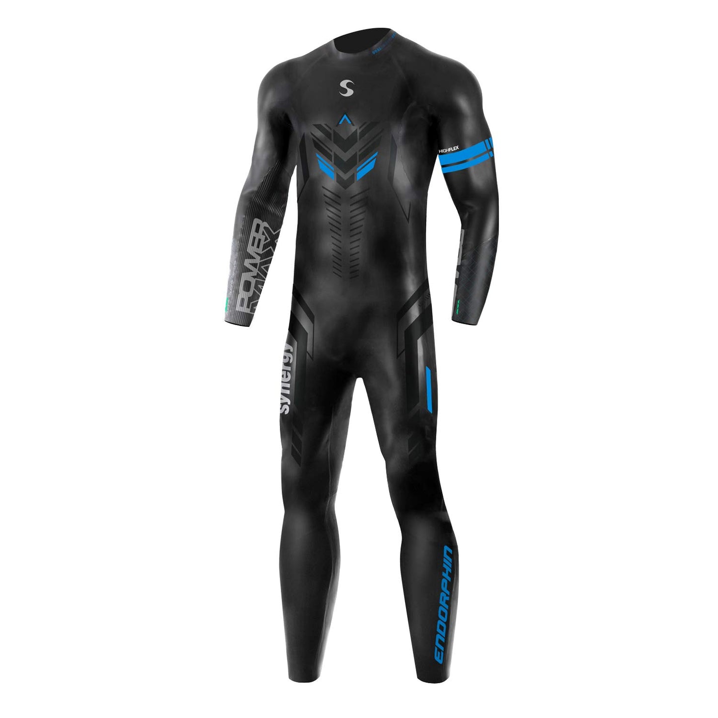 Synergy Endorphin Men's Full Sleeve Triathlon Wetsuit (Black/Blue, S3)