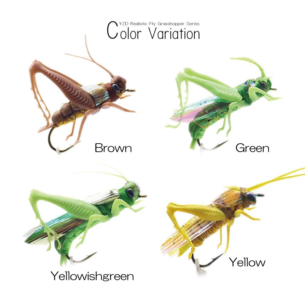 YZD Realistic Fly Grasshopper Series(Large Yellowishgreen 4pcs)