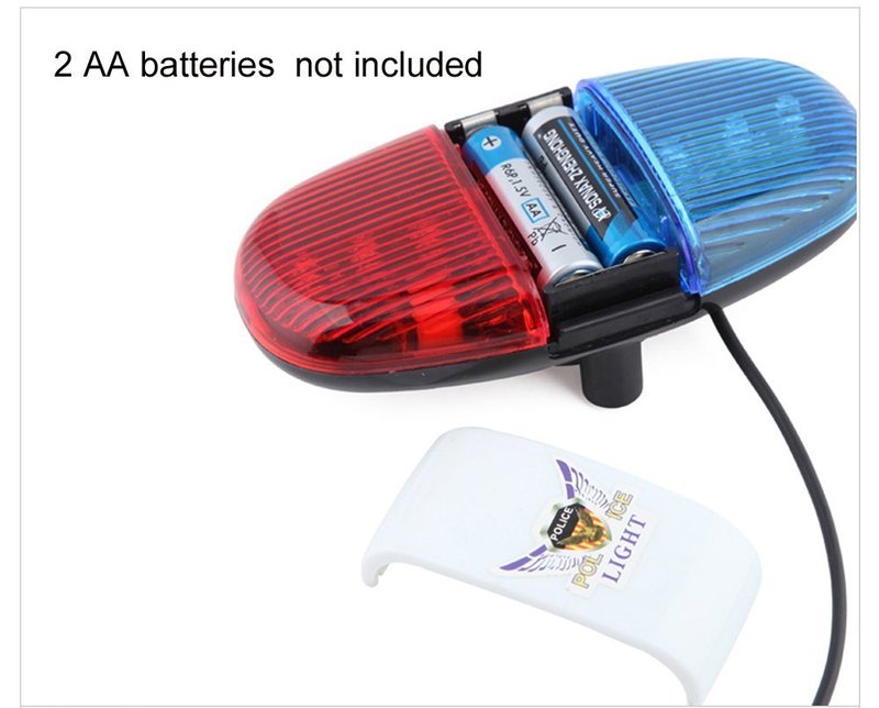 Bicycle Police Sound Lights Bike LED Light Electronic Horn Siren Horn Bell, 6 LED Light 4 Sounds Trumpet Cycling Horn Bell, Police Siren Warning Safety Light, Waterproof Bicycle Lights Accessories