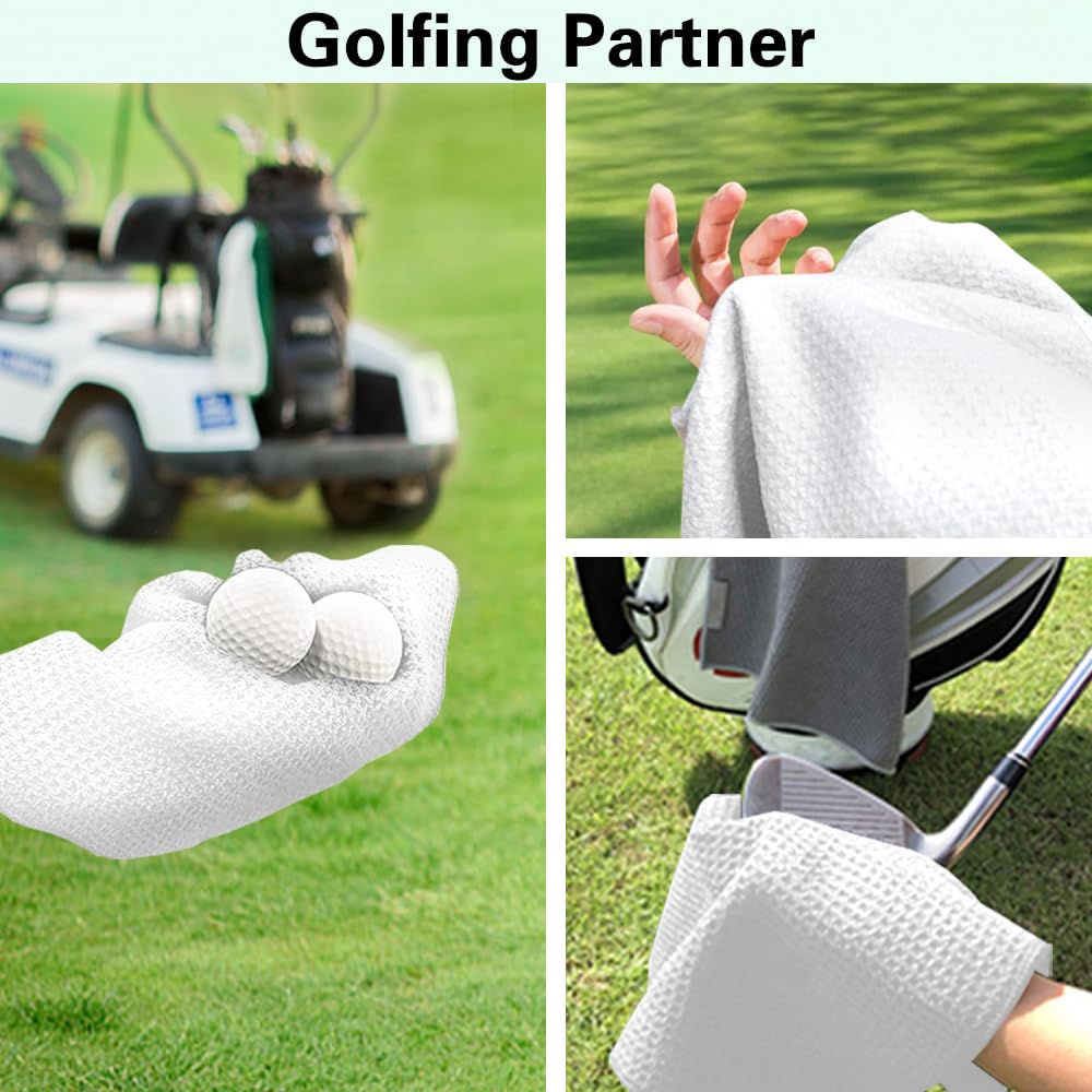 Msticey That's What I Do I Play Golf Funny Printed Microfiber Golf Towel with Clip, Golf Gifts for Golf Dad Mom Grandpa, Golfer Father's Day Birthday Gifts, Golf Accessories for Men Husband Boyfriend