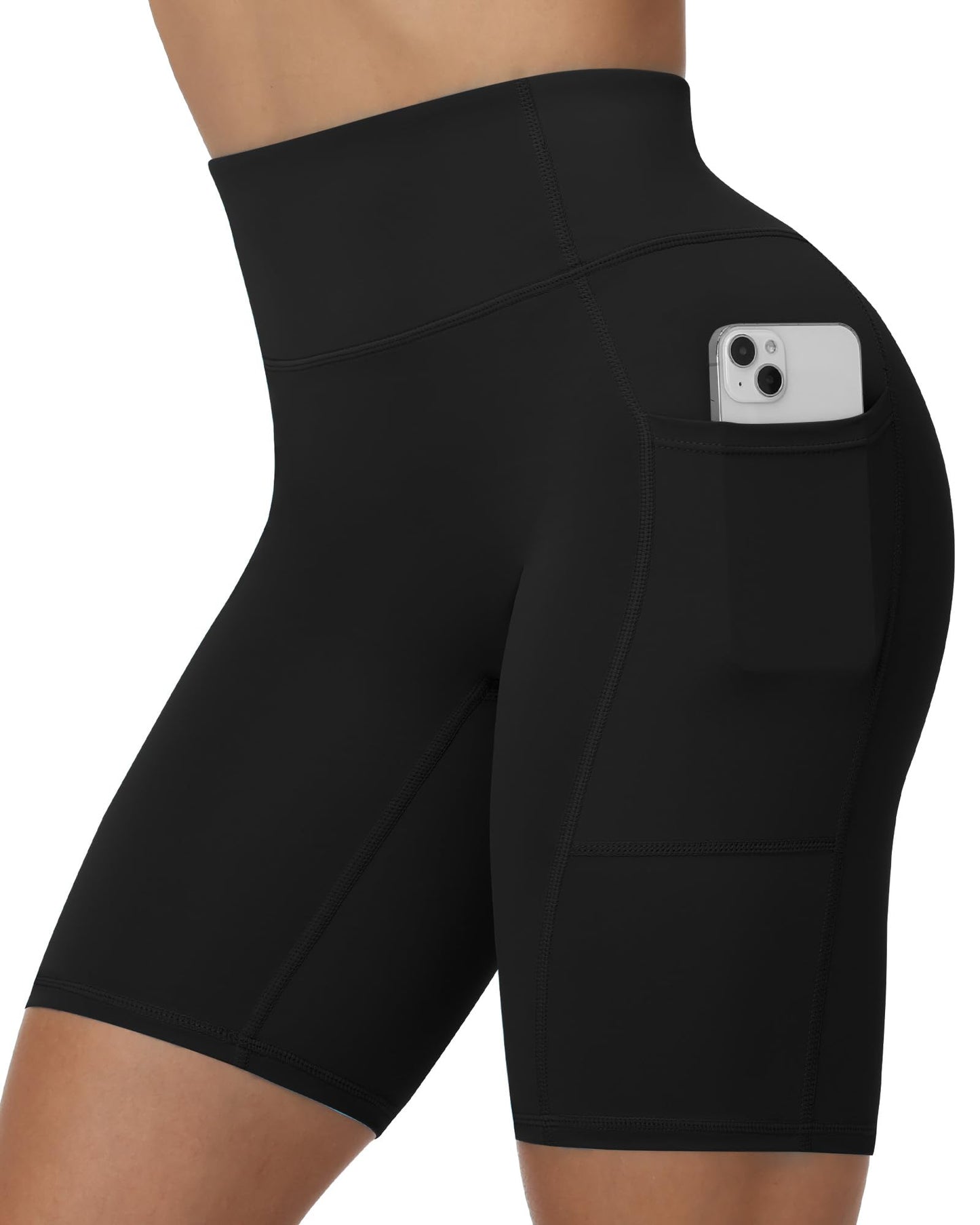 Moozava Tummy Control Biker Running Shorts for Women High Waisted Spandex Athletic Compression Gym Shorts Women 8 Inch Volleyball Workout Yoga Black XL