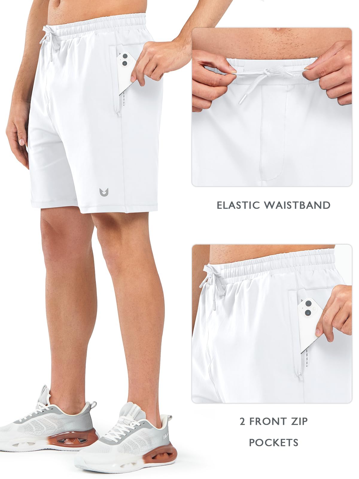 NORTHYARD Men's 7" Gym Shorts Knit Athletic Tennis Shorts for Men with Zipper Pockets for Workout Athletic Training Black 2XL
