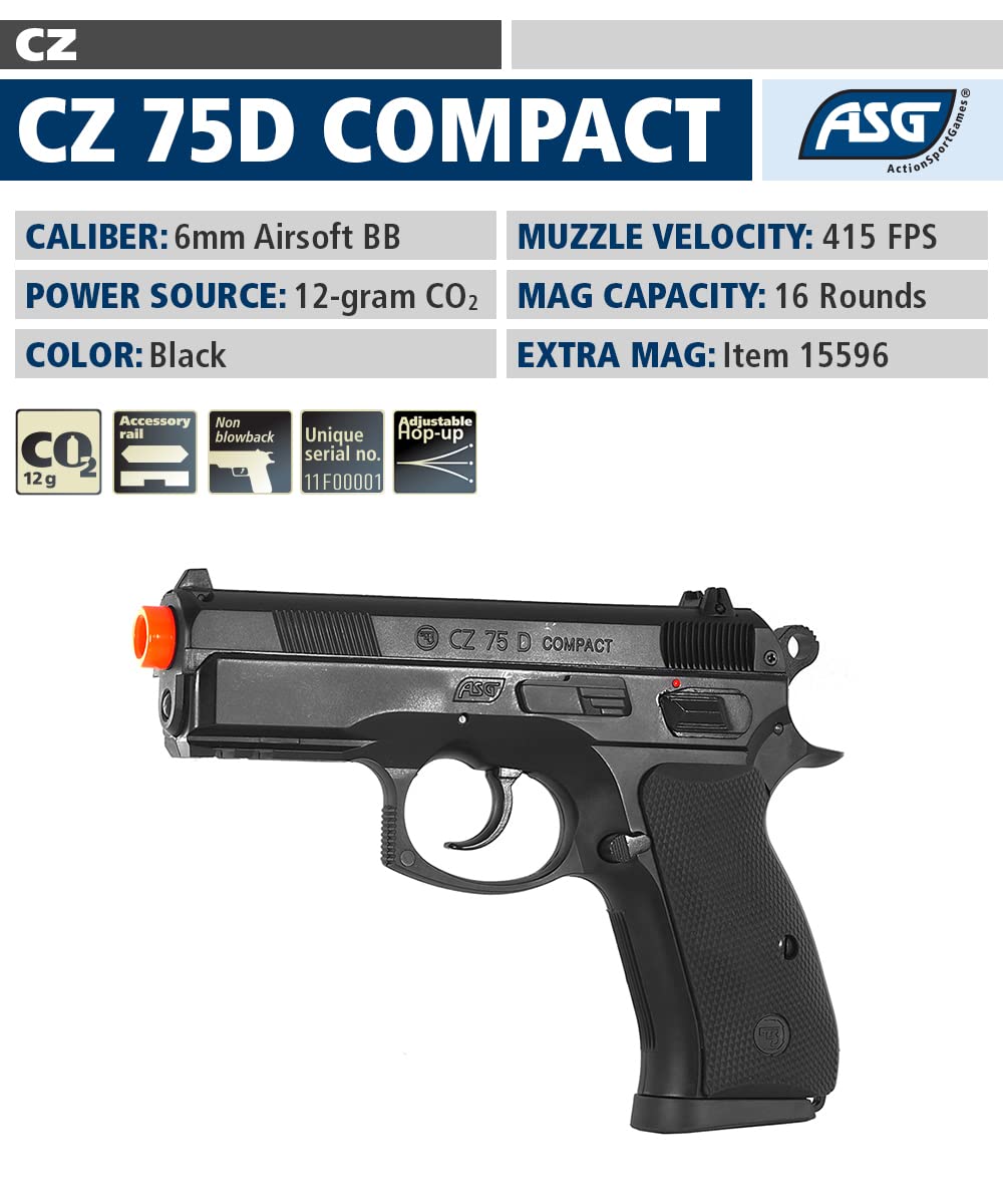 ASG CZ 75D Compact Black 6mm Airsoft Spring Pistol