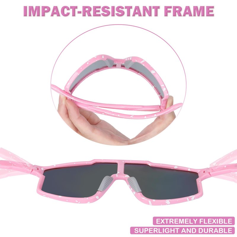 Aofalbe Kids Baseball Sunglasses, Youth Polarized Sports Sunglasses for Boys Girls, Cycling Softball Goggles UV400 Blocking (Pink Frame Pink Lens)
