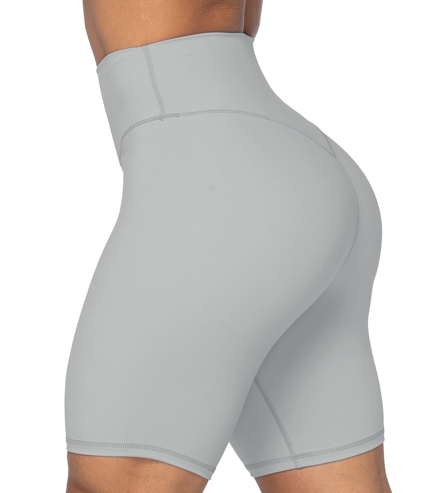 Sunzel 8" High Waist Biker Shorts for Women No Front Seam Soft Yoga Workout Gym Bike Shorts Tummy Control Squat Proof Gray