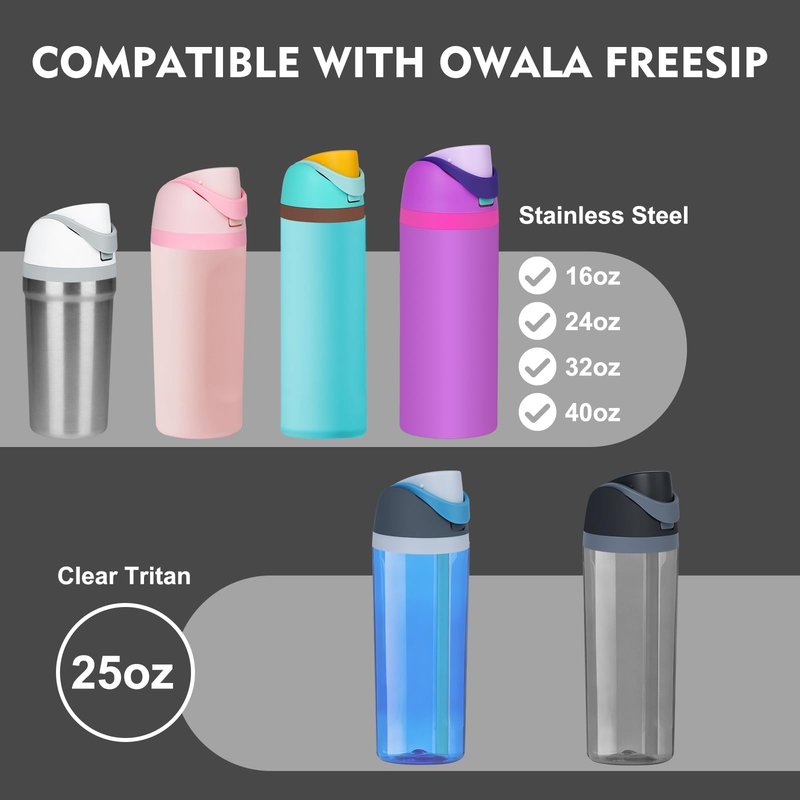EnerCharge Replacement Lid for Owala Freesip, Compatible with Owala Cup 16/24/32/40oz, Water Bottle Seal Accessories, Leakproof, BPA-Free,Grayish Blue
