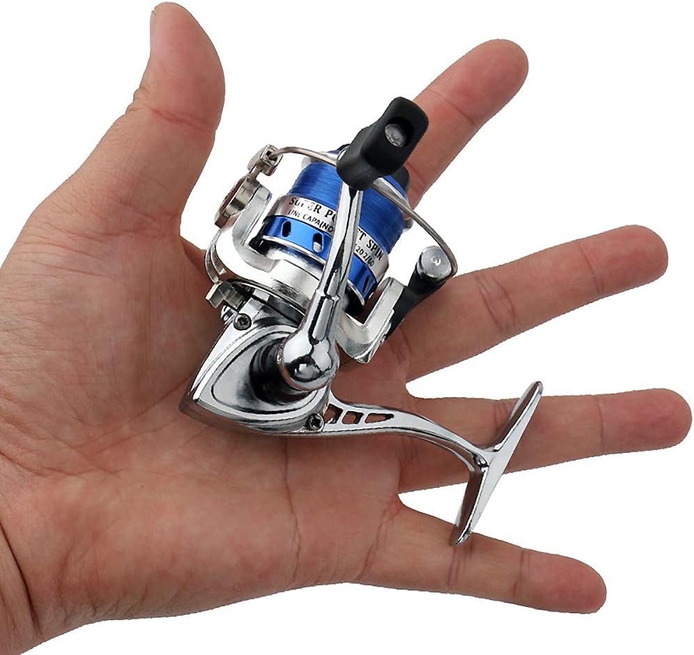 Mini Compact Metal Fishing Reel - Blue Pocket Spinning Wheel for Freshwater & Ice Fishing