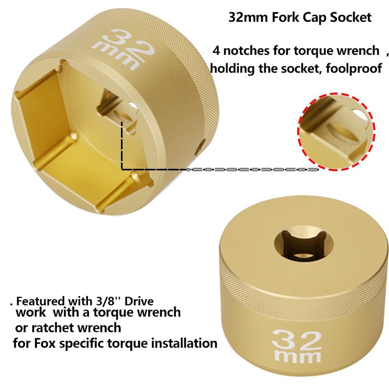 vbaxy 28mm Flat Socket Topcap Socket Chamferless Fork Socket for Fox Fork Suspension Service