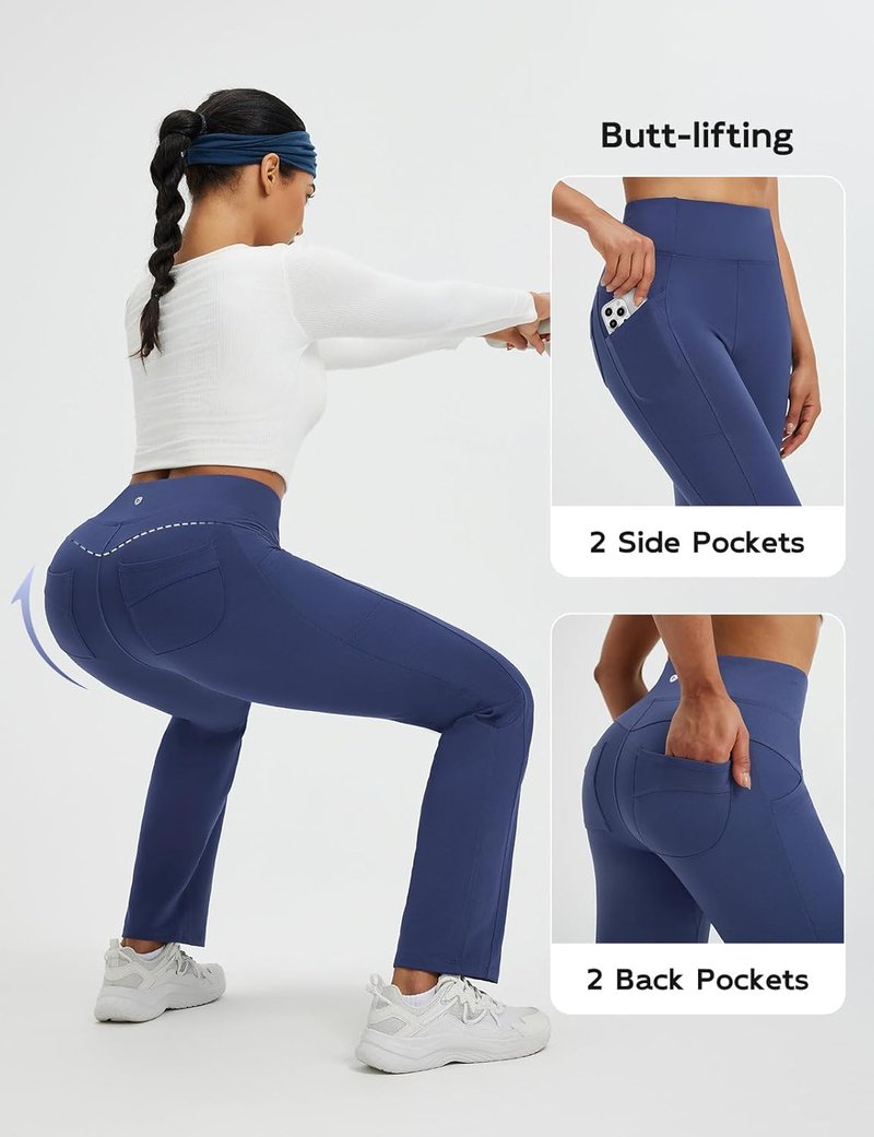 Baleaf Women's Thermal Yoga Pants - Fleece Lined, Water Resistant, Bootcut Flare | Winter Warmth & Pockets