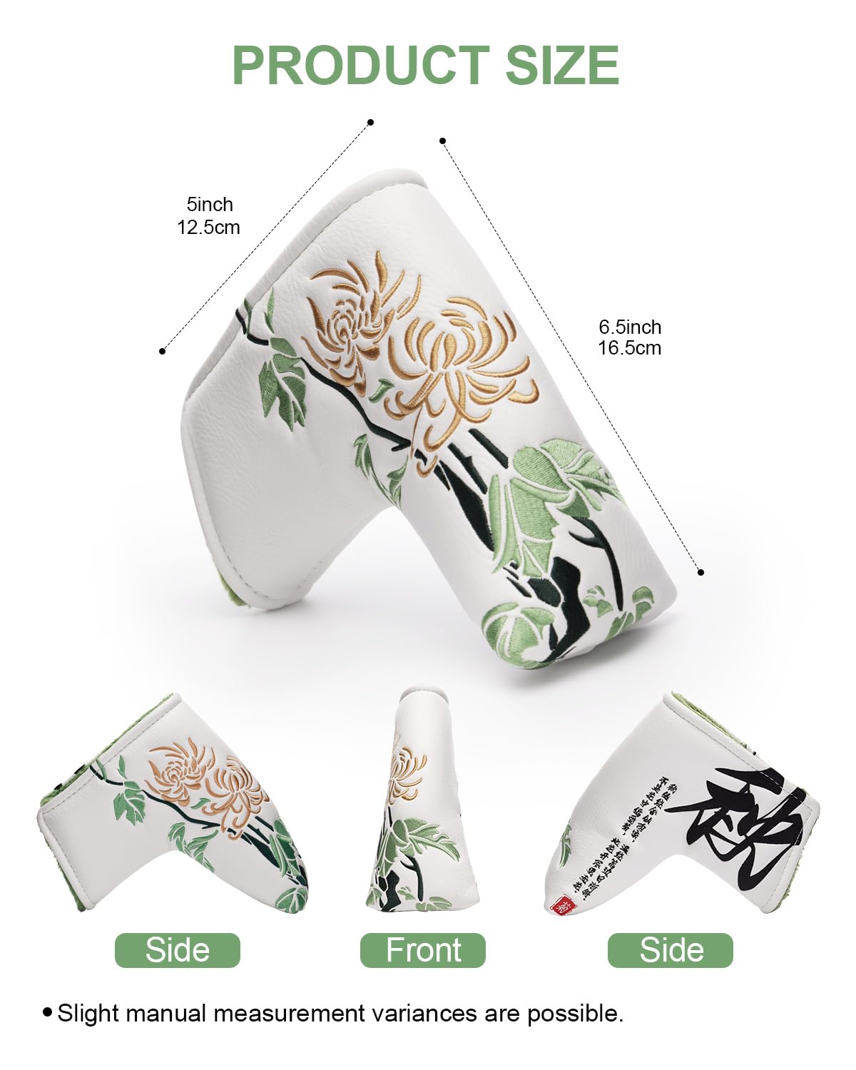 Chrysanthemum Golf Head Covers, Floral Style Blade Putter Cover, Unique Design Golf Club Covers Funny, Golf Headcovers PU Leather and Advanced Embroidery with Soft Inner Lined for Most Brands - Autumn
