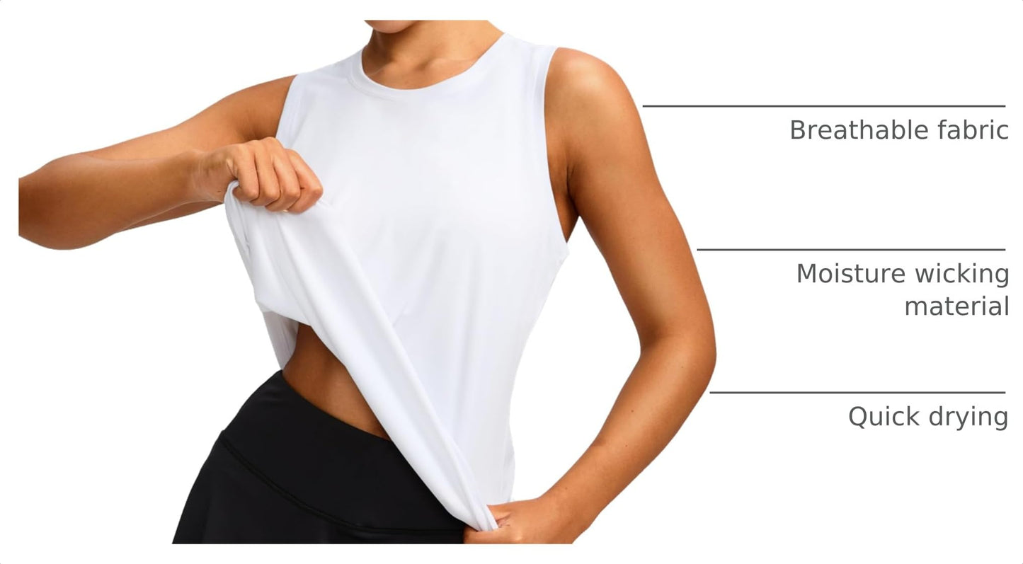 Women's Workout Tops Racerback Athletic Tank Tops Sleeveless Loose Fit Yoga Running Gym Shirts for Women(Sage,S)