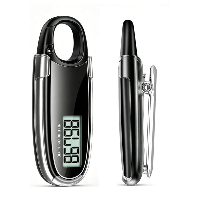 Simple Step Counter Walking 3D Pedometer with Clip & Lanyard, Step Counter with LCD Display, Clip and Lanyard (White)