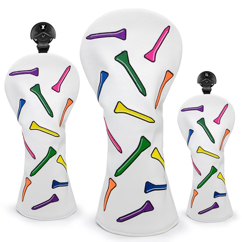 1pc or 3pcs Golf Club Covers Driver Headcover 3 Wood Cover Hybrid Rescue Headcover PU Leather Colorful Golf Headcovers Set 13 H Golf Gifts for Men Women Golfers (Hybrid Cover 1pc)