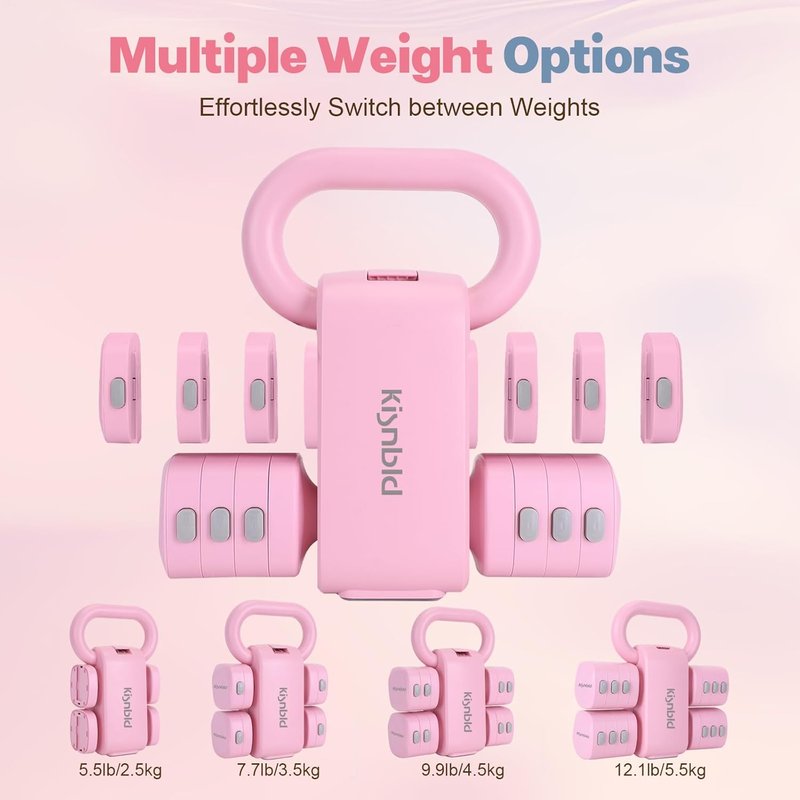 Adjustable Dumbbell Set - 4 in 1 Free Weights for Women | Fast Adjustment, 2lb to 5lb for Home Gym & Outdoor Training