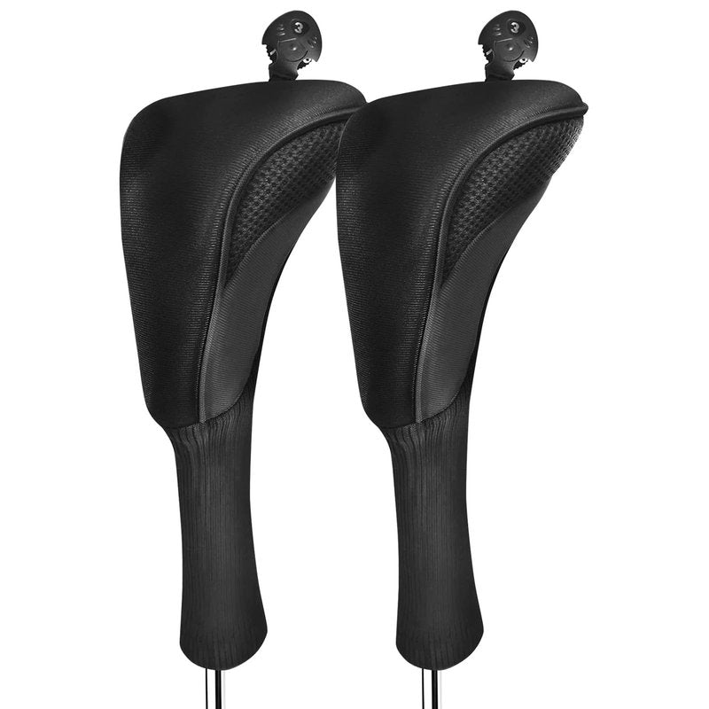 FINGER TEN Golf Club Head Covers for Hybrids Long Headcover Interchangeable Accessories for Ultimate Club Protection (2 Hybrid-Black)