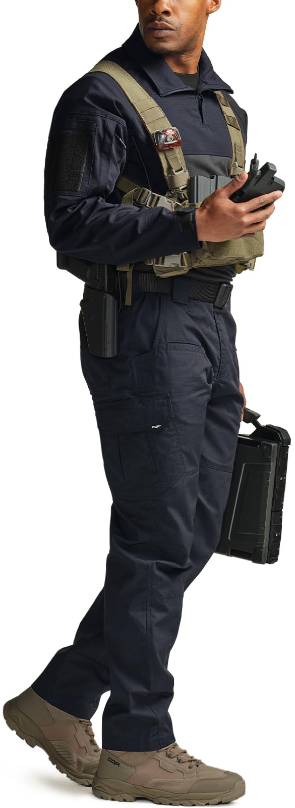 CQR Men's Tactical Pants, Water Resistant Ripstop Cargo Pants, Lightweight EDC Work Hiking Pants, Outdoor Apparel, Raider Police Navy, 34W x 32L