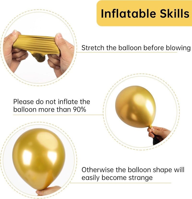 Gold Balloon Garland Arch Kit - 129pcs Metallic Balloons in 5-18 Inch Sizes for Graduation, Weddings, and Birthday Parties