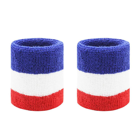 LINGXINXIN Sweatbands Sports Wristbands for Kids and Women - 3 inch Elastic Athletic Wrist Bands for Tennis, Basketball, Running, Working Out (Red, White and Blue)