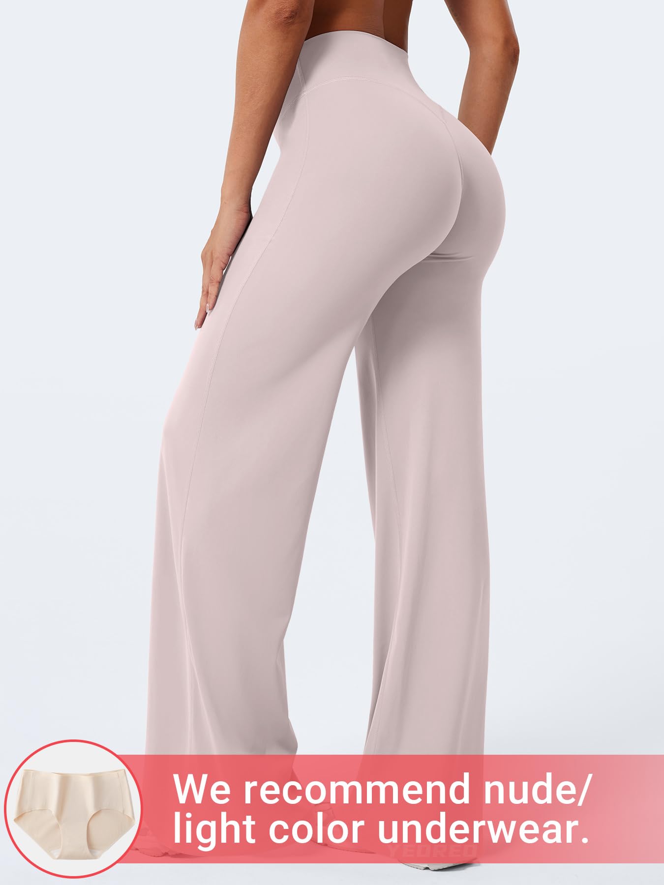 YEOREO Workout Leggings Womens No Front Seam Straight Leggings 33" High Waist Buttery Eddiy Gym Yoga Pants Dusty Pink M
