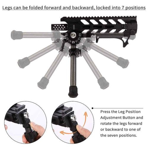 Ajoite 8" - 12" Adjustable Bipod, Heavy Duty Carbon Fiber Tactical Rifle Bipod, Picatinny/Weaver Rail Mount Base