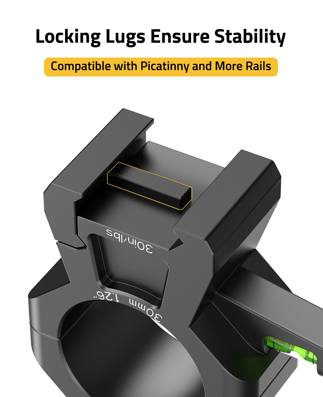 CVLIFE 30mm High Profile Scope Rings - Precision Scope Mount with Integrated Level Bubble for Picatinny and More Rails - 2 Pieces
