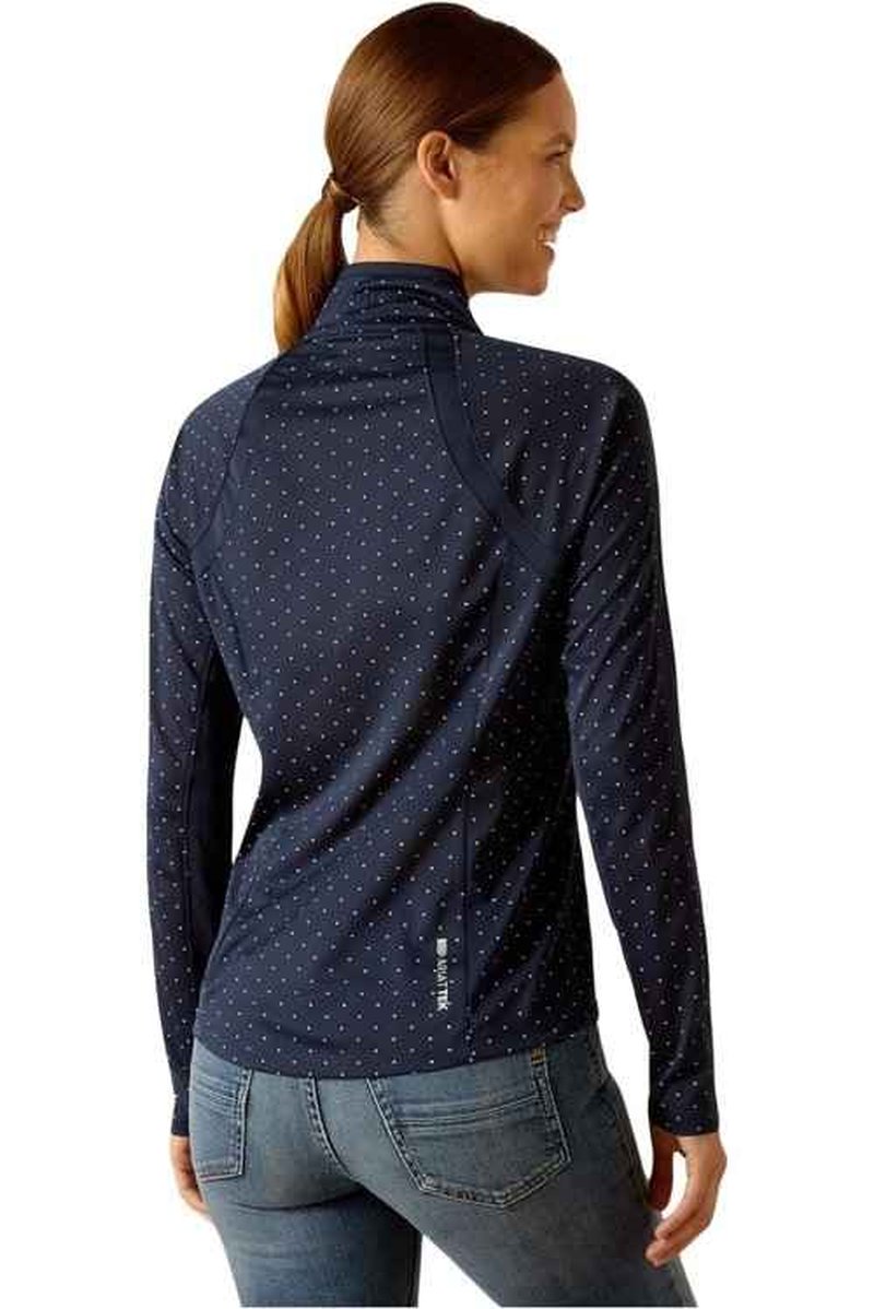 Ariat Women's Sunstopper 3.0 1/4 Zip Baselayer, Navy Dot, XX-Large