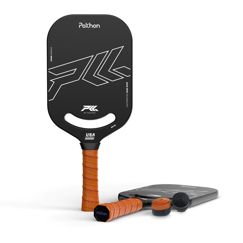 Pokhon Carbon Fiber Pickleball Paddle, Professional Raw Carbon Fiber Pickleball for Power & Control, Polymer Honeycomb Core, USAPA Approved T300 Pickleball Racket