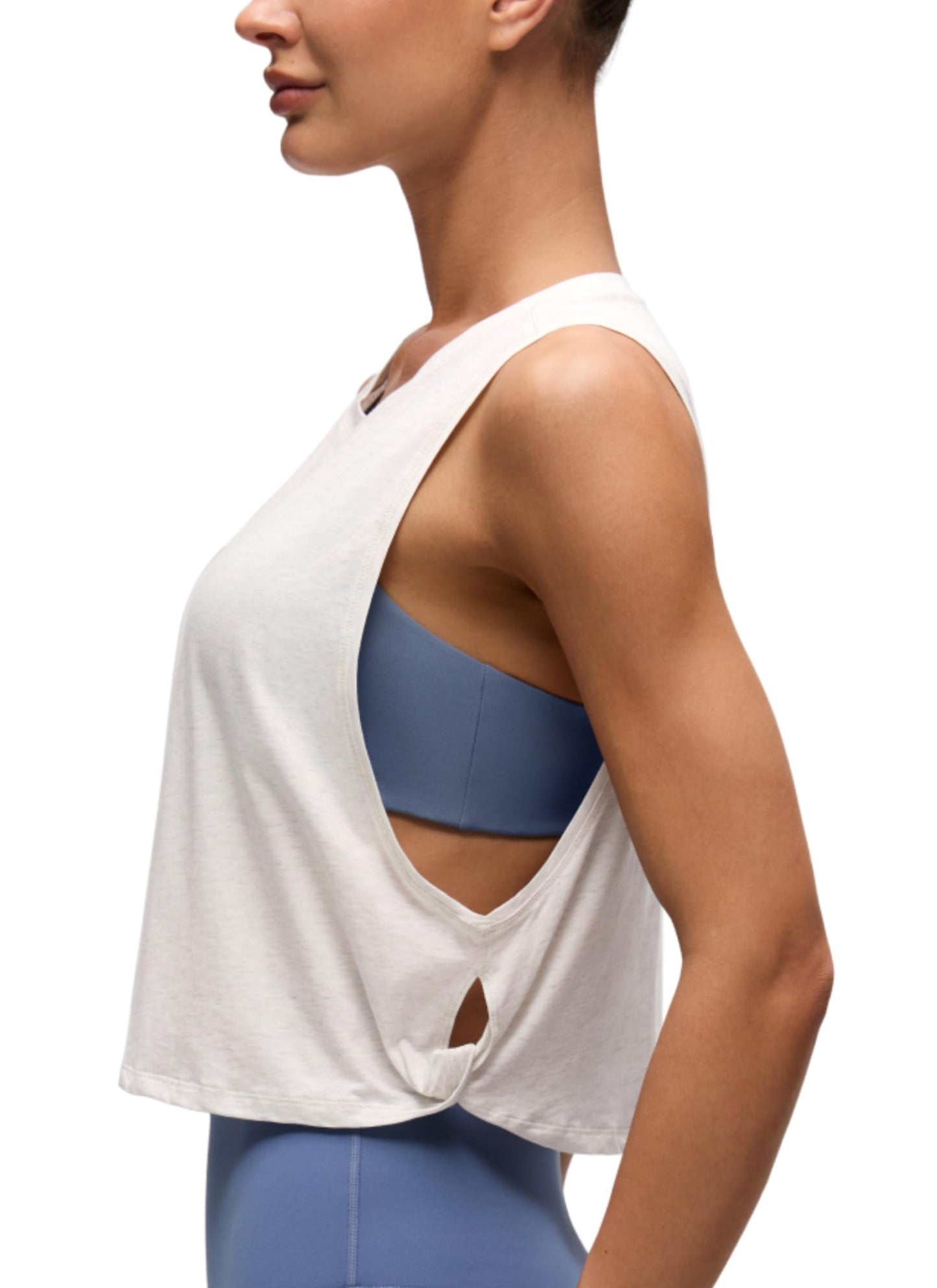 CRZ YOGA Pima Cotton Dropped Armhole Tank Ice Grey/White Small