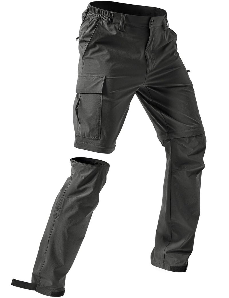 Moosehill Men's-Hiking-Pants Convertible Quick-Dry Water-Resistant Lightweight Zip-Off Outdoor for Hunting, Fishing, Safari with 5 Deep Pockets (Dark Grey, 34W*32L)