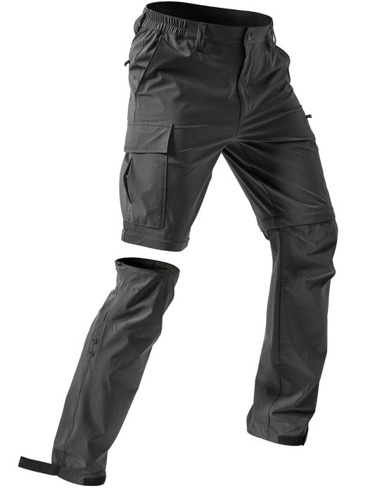 Moosehill Men's-Hiking-Pants Convertible Quick-Dry Water-Resistant Lightweight Zip-Off Outdoor for Hunting, Fishing, Safari with 5 Deep Pockets (Dark Grey, 34W*32L)