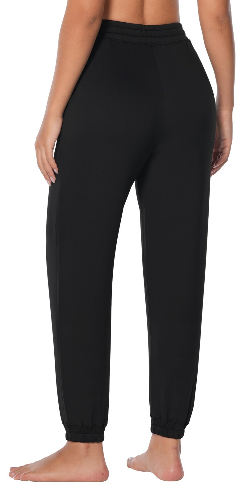 Sunzel Jogger Pants for Women with Pockets, High Waisted Sweatpants Athletic Tapered Cinch Bottom with Elastic Drawstring, 26" Inseam Black S