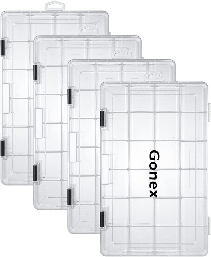 Fishing Tackle Box Organizer - 3600/3700 Adjustable Dividers - Clear Plastic Storage for Lures, Hooks, Jewelry | 3 or 4 Packs