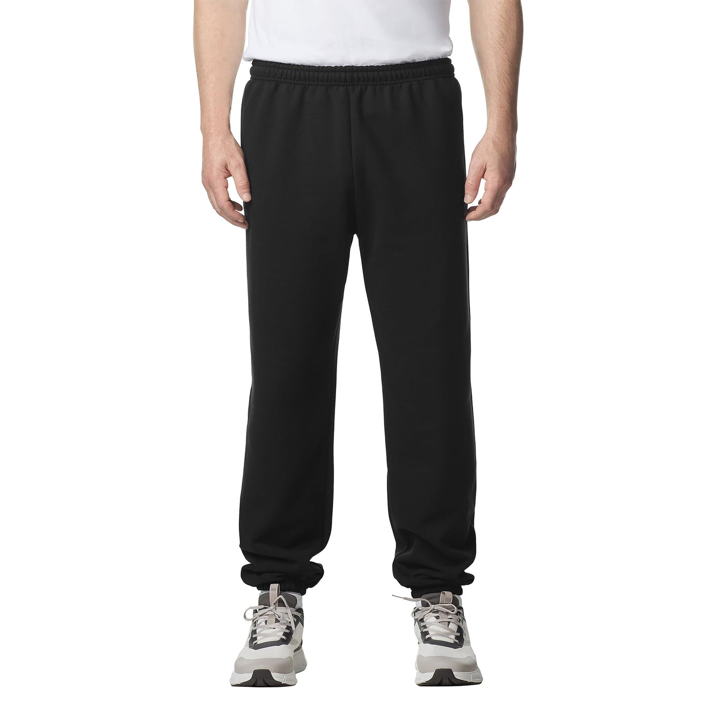 Gildan Adult Fleece Elastic Bottom Sweatpants, Style G18200, Black, Large