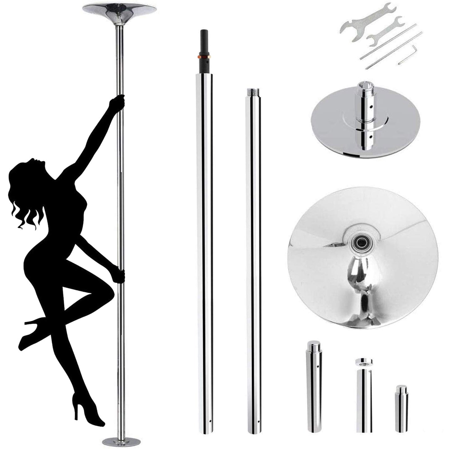 Stripper Poles for Home Spinning Static Pole Dancing Pole for Bedroom, 45 mm Removable Beginners and Professionals Dance Pole for Home Gym Party Club, Heavy-Duty Max Load 400 LB