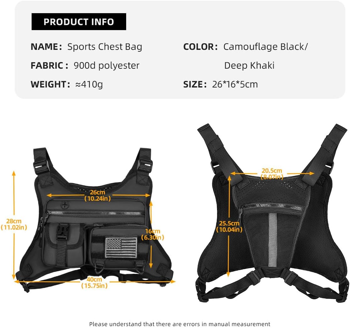 Outdoor Sports Chest Bag - Water Resistant Lightweight Vest for Running, Hiking & Cycling | Extra Storage Capacity