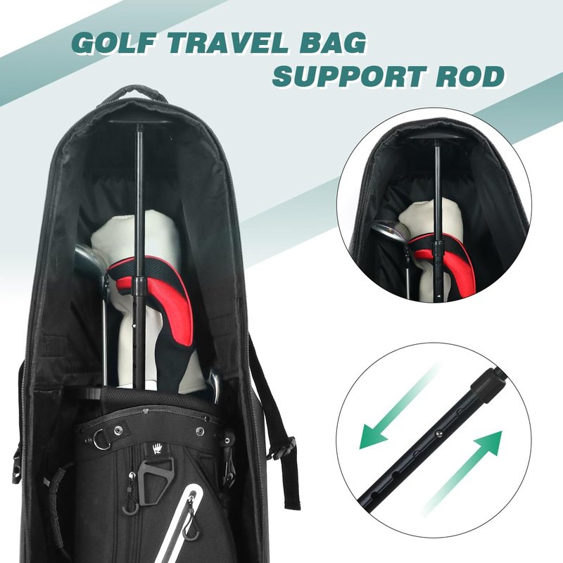 LOVACE Golf Travel Bag Support Pole – Height Adjustable Club Protector, Golf Travel Cover Support System (Black)